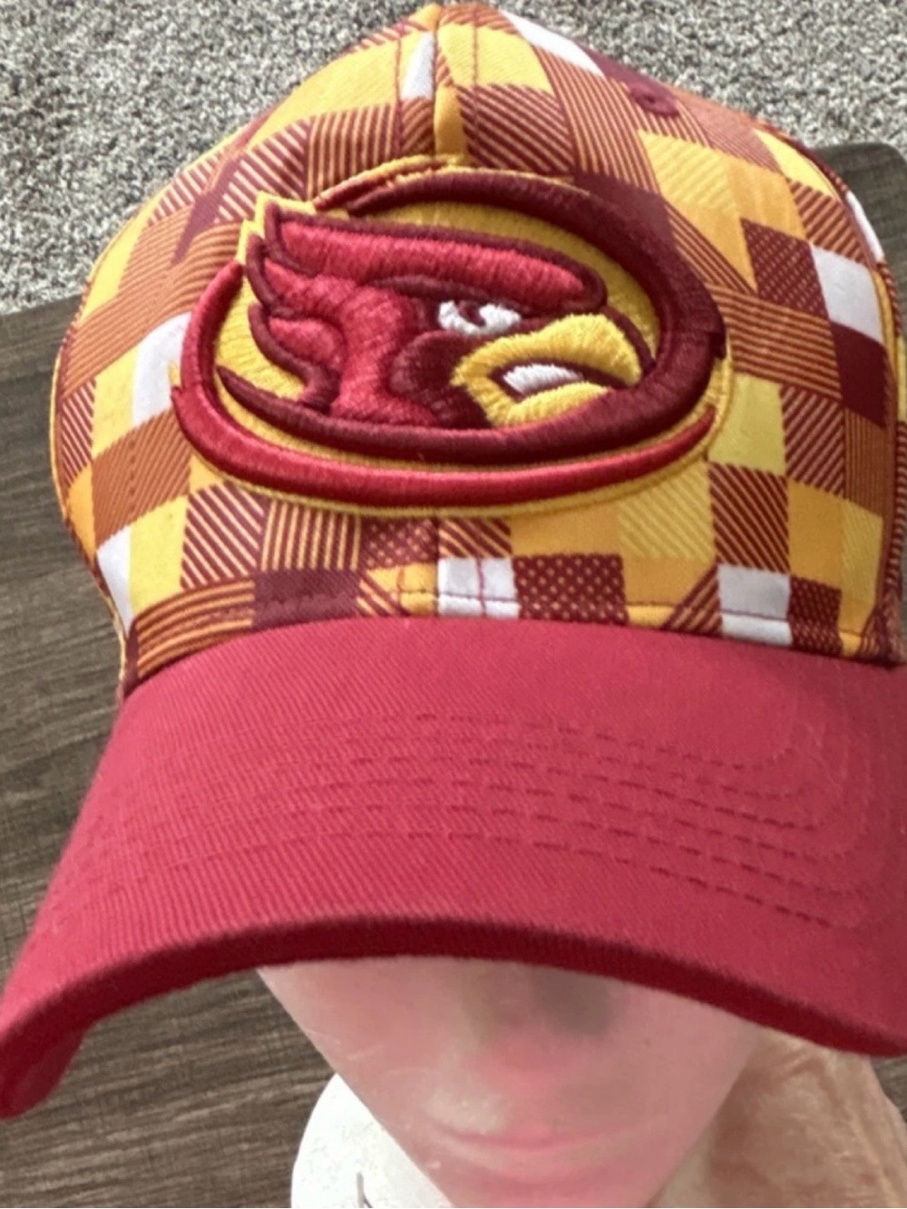 Authentic Iowa State Cyclones Plaid Adjustable Hat Red Yellow White College Team